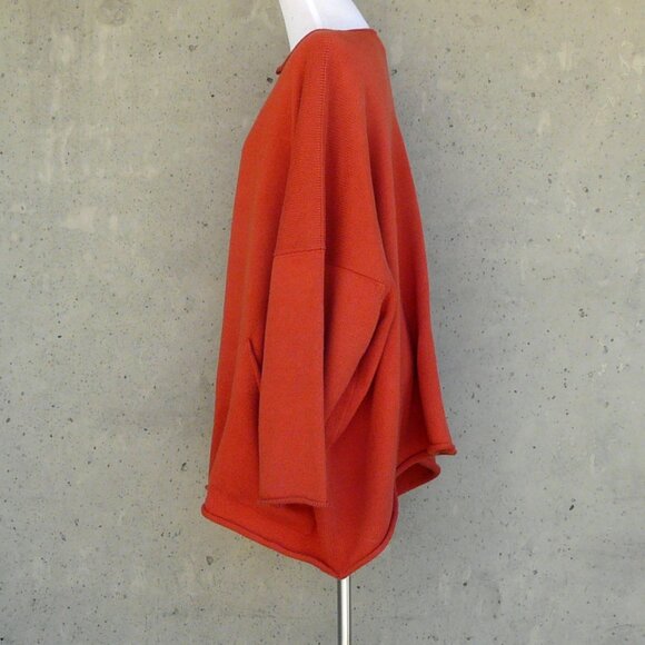 ESKANDAR cotton cardigan, one size, burnt orange, lagenlook, made in Scotland - Picture 7 of 10